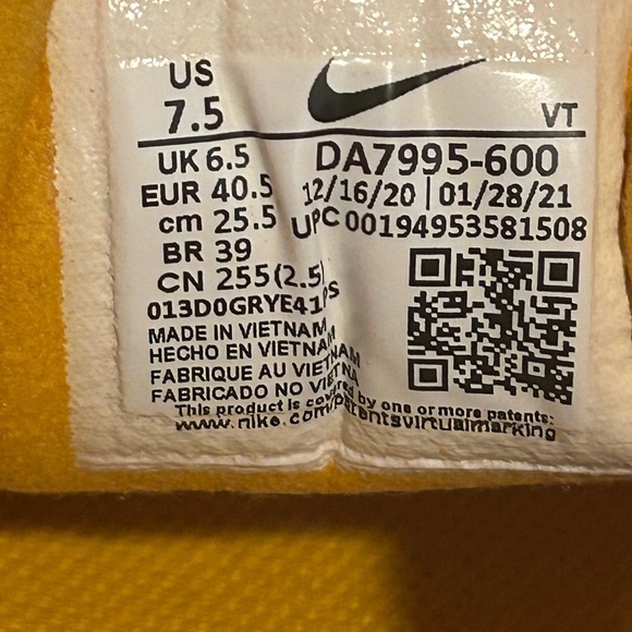 Men’s Size 7.5 Nike Waffle One Active Fuchsia Pink Yellow Black Shoes DA7995-600 - Picture 9 of 9